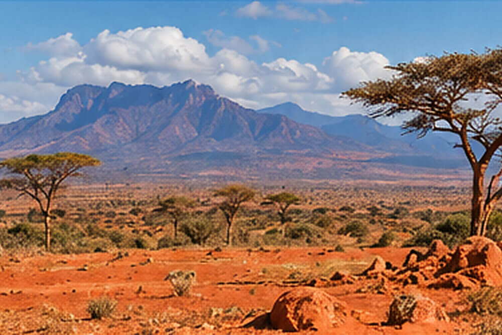 Akacjowa sawanna i wzgórza w Tsavo East