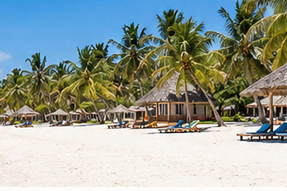 Bungalowy hotelowe i leżaki na plaży Diani Beach